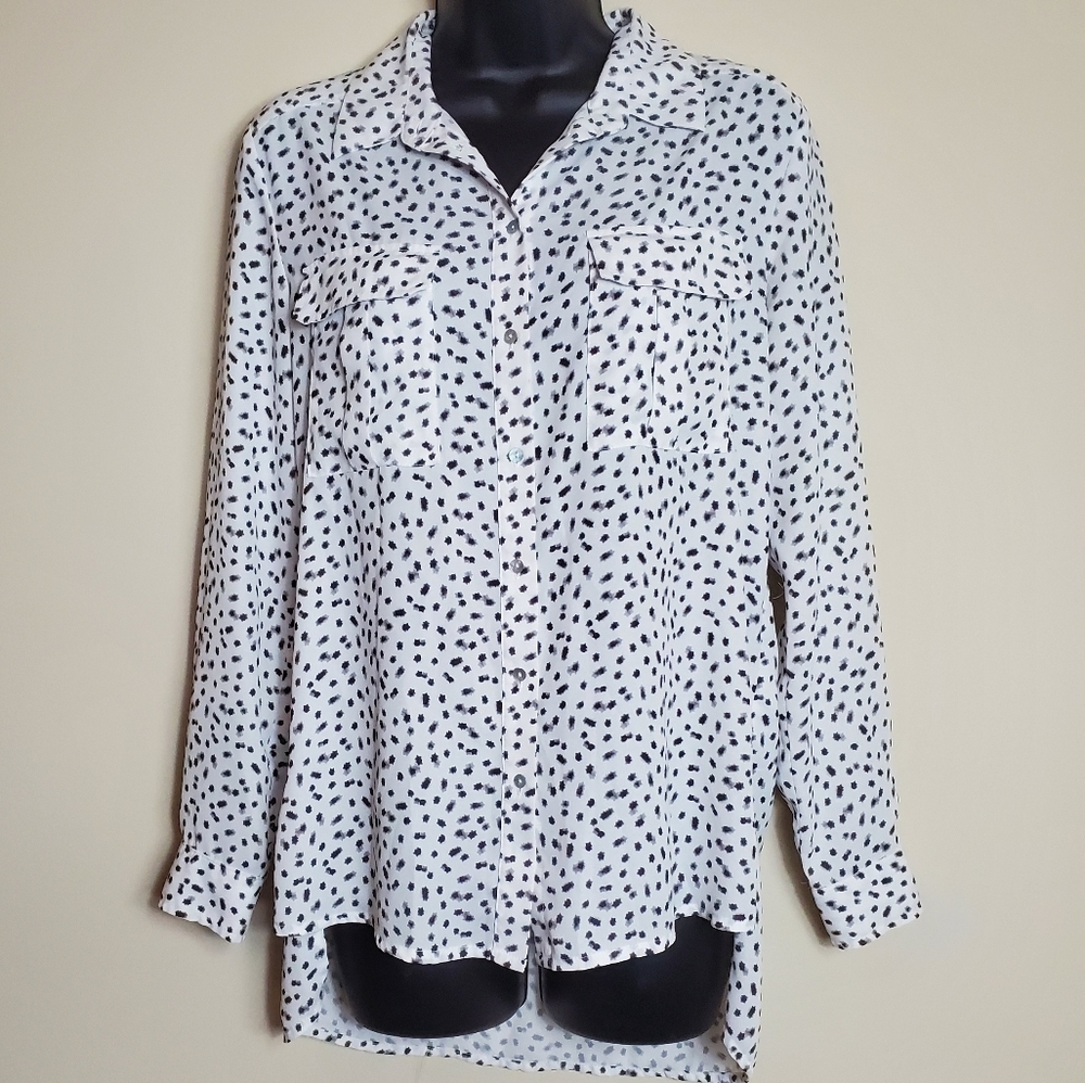 White and Black H&M Button Up Blouse